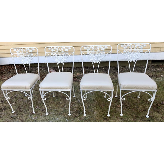 Woodard Mid Century Grapevine Pattern White Wrought Iron Dining Set