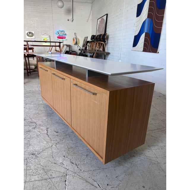 Modern Floating Stone Top Locking Credenza For Sale - Image 13 of 15