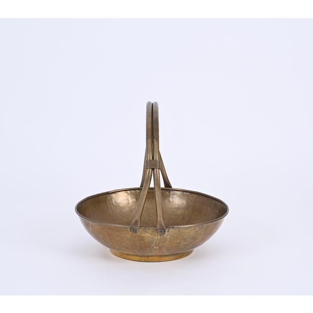 Italian Basket Magazine Rack in Brass, Italy, 1940s For Sale - Image 10 of 18