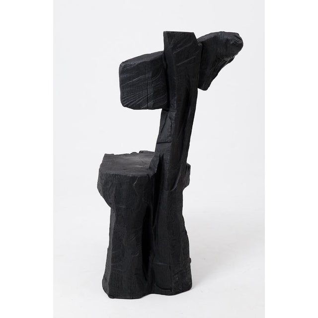 Wood Brutalist Sculptural Stool in Carved Wood by Logniture For Sale - Image 7 of 12