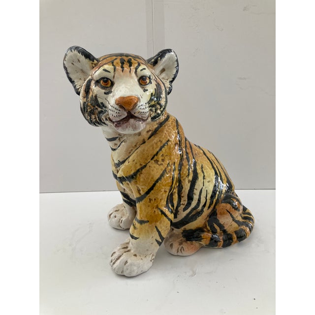 Italian Glazed Terra Cotta Tiger Cub For Sale In Los Angeles - Image 6 of 10