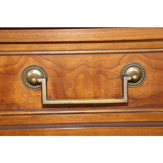 Vintage Louis XVI Directoire Style Brass Mounted High Chest by Kindel For Sale - Image 10 of 13