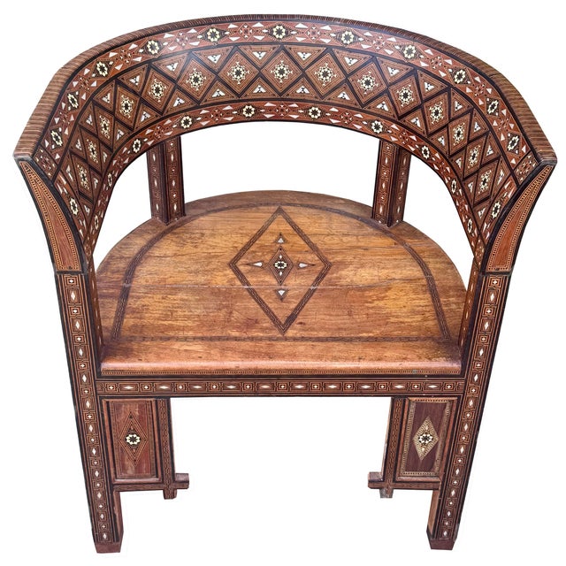 Antique Marquetry & Mother-of-Pearl Round-Back Chair For Sale In Los Angeles - Image 6 of 12