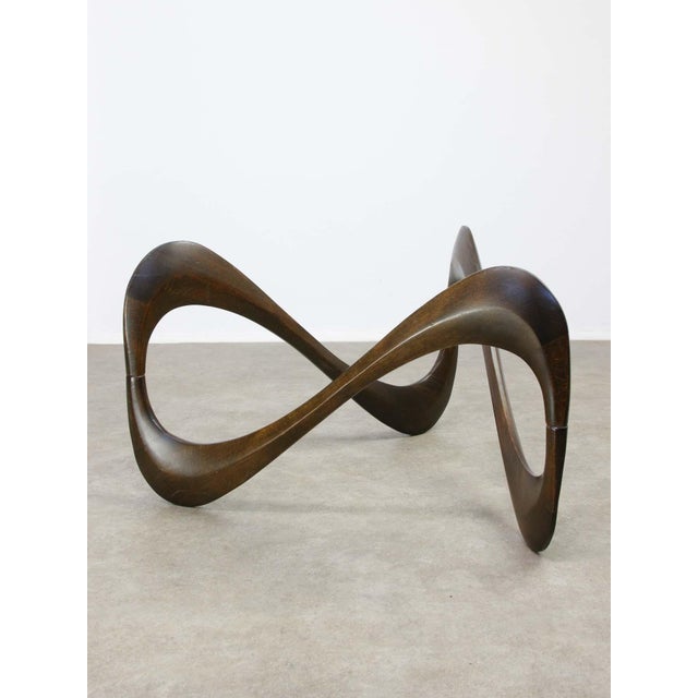 Wood Italian Organic Snake Wooden and Smoked Glass Coffee Table, 1960s For Sale - Image 7 of 18