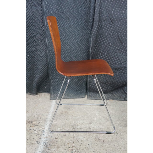 4 Mid Century Scandinavian Modern Bentwood Plywood Stacking Dining Side Chairs For Sale - Image 15 of 18