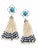 Gemstone Natural Sapphire, Turquoise, Pearl, & Diamond Earring in 14k Gold For Sale - Image 7 of 8