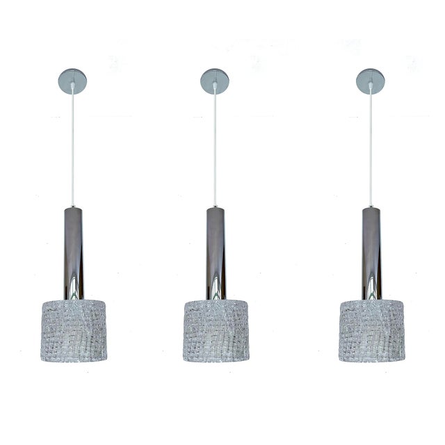 Vintage Brutalist Glass Pendant Lights from Kalmar, 1970s, Set of 3 For Sale - Image 16 of 16