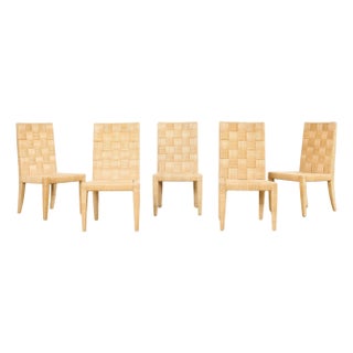 Set of Five John Hutton for Donghia Block Island Cane Dining Chairs For Sale