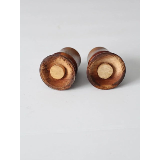 Brown Vintage Ozarks Wooden Salt & Pepper Shakers For Sale - Image 8 of 9