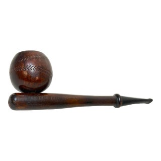 Rare Antique 1920's New York Yankees Baseball Bat Hand Carved Wood Smoking Pipe For Sale