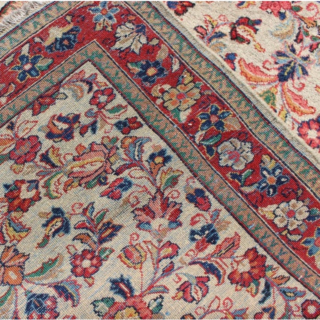 Textile Antique Persian Sarouk Runner With Intricate Floral Pattern and Vibrant Red For Sale - Image 7 of 8