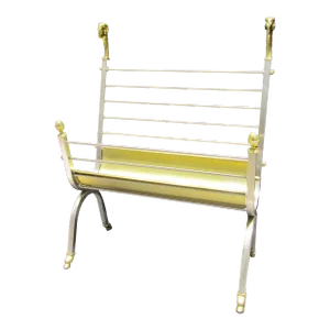 Vintage French Attributed to Maison Jansen Brass and Steel Magazine Rack Circa 1960's