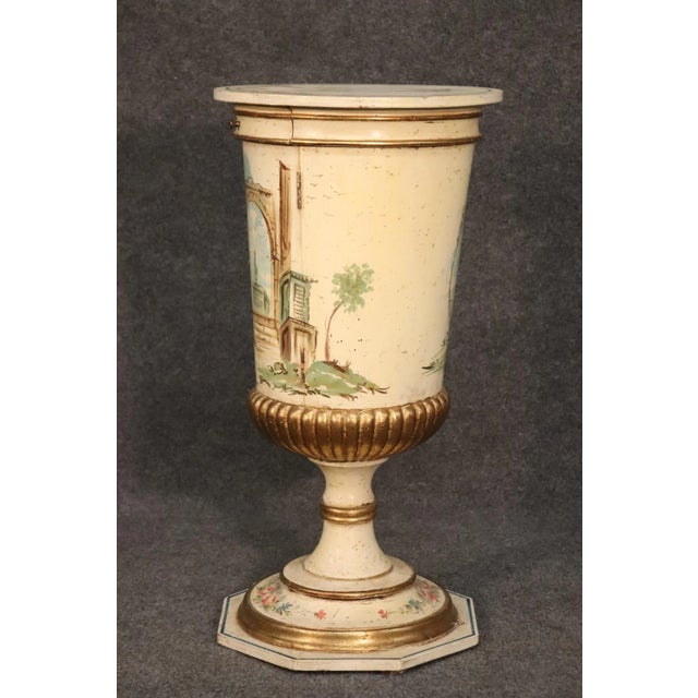 Hand-Painted Venetian Italian Urn Form Pedestal, circa 1940s For Sale - Image 10 of 13