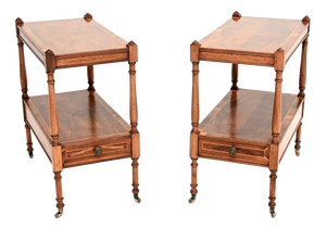 Georgian Inlaid Yew Wood Side Tables, 1930, Set of 2