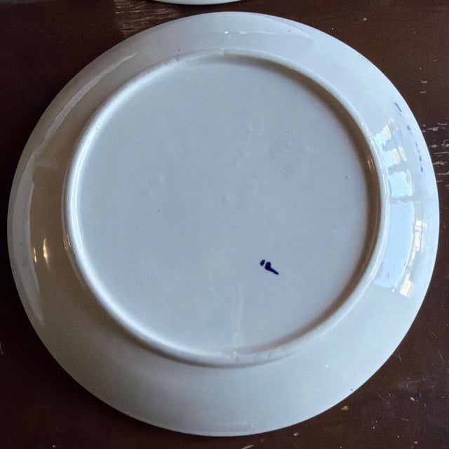 Set of 6 Antique Blue Stick Spatter Fern Plates, 8", Late 19th Century For Sale - Image 13 of 18