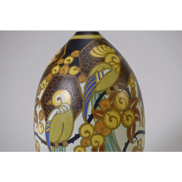 Ceramic Art Deco Ceramic Porcelain Vase Birds of Paradise by Jan Wind, 1920s For Sale - Image 7 of 12