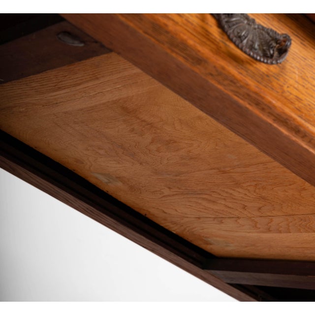 Antique Arts & Crafts Oak Writing Table / Console For Sale - Image 9 of 15