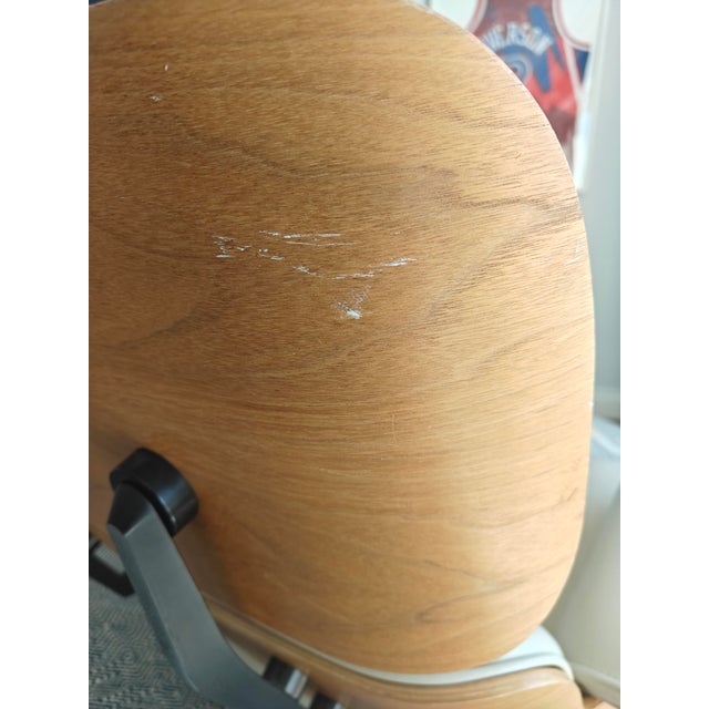 Wood Eames Lounge Chair & Ottoman, Beige Leather With Walnut For Sale - Image 7 of 12