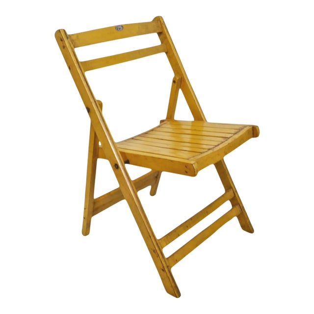 Antique India Yellow Rustic Folding Chair For Sale