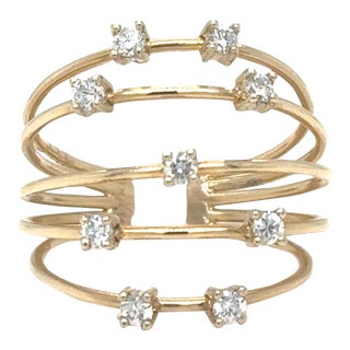 0.38 Carat Natural Round Cut Diamond Adjustable Cocktail Ring Size 7 For Sale