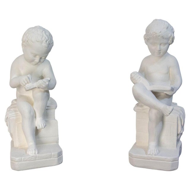 Late 19th Century Plaster Cherubs Bookends, France For Sale - Image 9 of 9