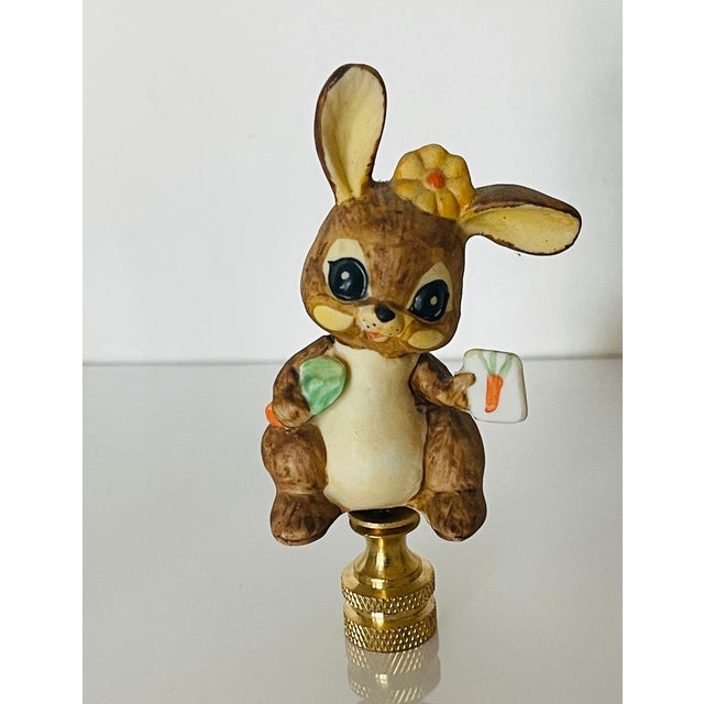 Shabby Chic 1960s Cute Buny Rabbit Porcelain Lamp Finial For Sale - Image 3 of 3