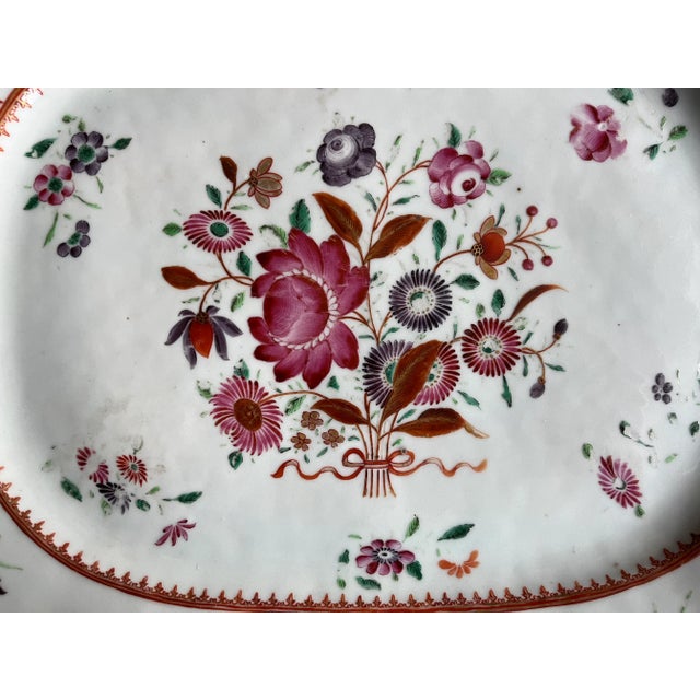 Antique 18th Century Chinese Export Porcelain Platter in Famille Rose Palette For Sale - Image 4 of 8