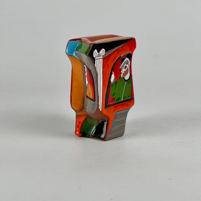 Katya Apekina Enameled Ceramic Art Sculpture With Figures in Windows, Circa 1990s For Sale In New York - Image 6 of 10