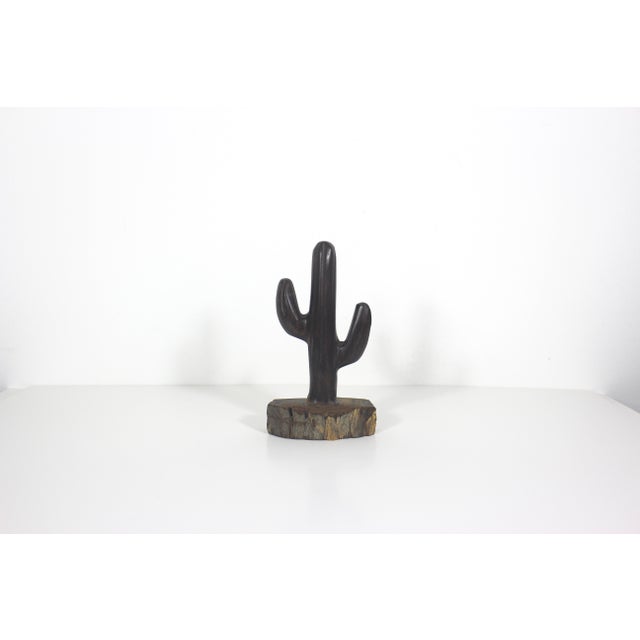 Vintage Ironwood Saguaro Cactus Sculpture For Sale - Image 4 of 9