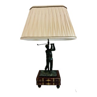 Vintage Maitland Smith Bronze Golfer Table Lamp For Sale