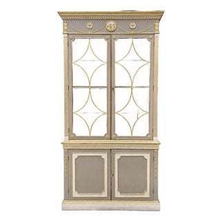 Elegant Mid-Century Hollywood Regency Hand Painted Cabinet For Sale