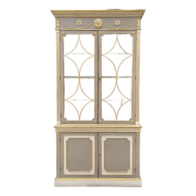 Elegant Mid-Century Hollywood Regency Hand Painted Cabinet For Sale