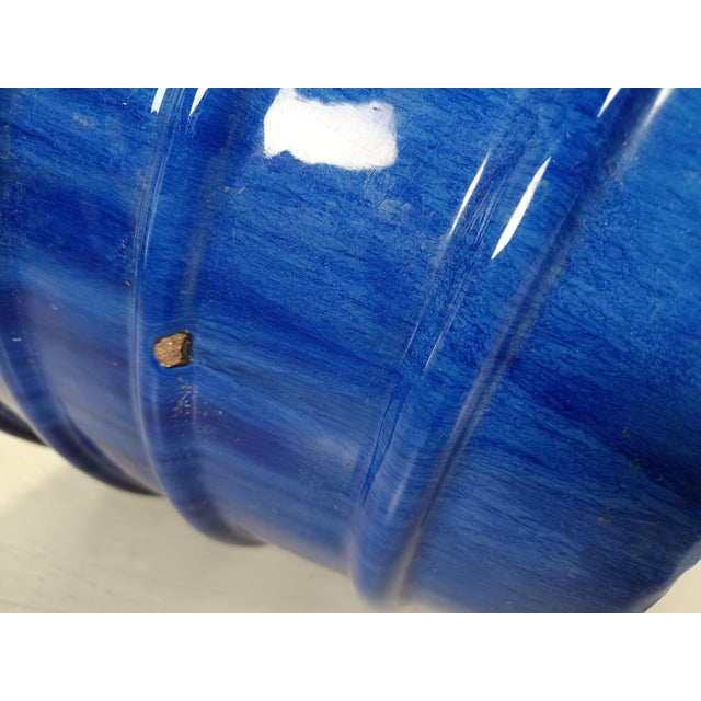 Azure Blue Ceramic Pot Cover, 1950s For Sale - Image 4 of 10