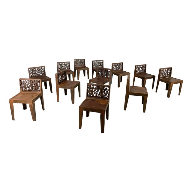 Italian Postmodern Chairs in Corten Steel, 2010s, Set of 12 For Sale