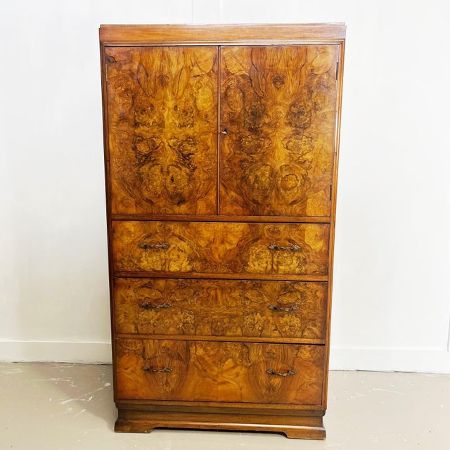 Art Deco Burr Walnut Tallboy Chest of Drawers, 1930s For Sale - Image 6 of 13