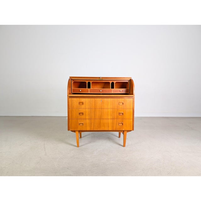 Mid-Century Modern Vintage Secretaire in Teak by Egon Ostegaard For Sale - Image 3 of 15