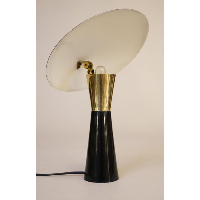 Euro Atomic Modern Spage Age Reflector Saucer Disk Brass Table Lamp in the Manner of George Nelson, 1950's For Sale - Image 9 of 10
