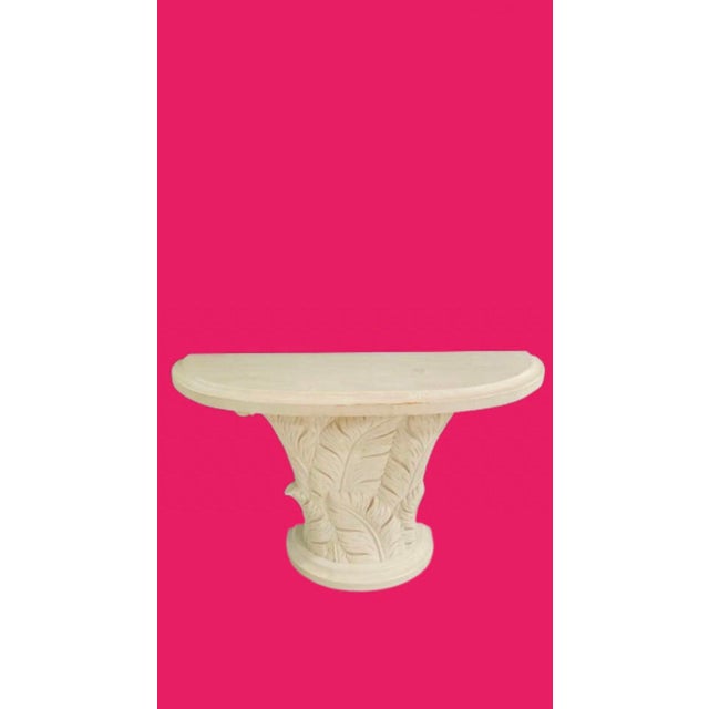 Serge Roche Style Wood Carved Palm Tree Front Console Table & Mirror For Sale - Image 10 of 12