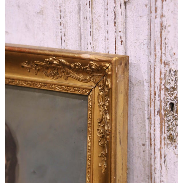 Mid-19th Century French Pastel Portrait of Young Woman in Giltwood Frame For Sale In Dallas - Image 6 of 8