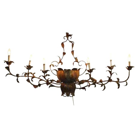 1940s Vintage Italian Metal Lotus Wall Sconce For Sale