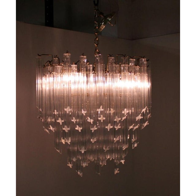 Medium size mid century modern Camer glass prisms chandelier.