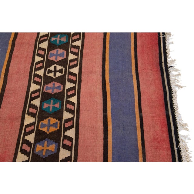 1960s Vintage Turkish Kilim Peach Handmade Tribal Wool Rug For Sale - Image 4 of 8