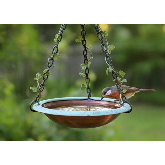 2020s Handmade Hammered Copper Bird Bath Bowl For Sale - Image 5 of 6