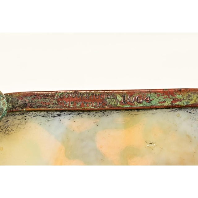 Tiffany Studios New York Grapevine Pattern Bronze and Favrile Slag Glass Pen Tray For Sale - Image 10 of 12
