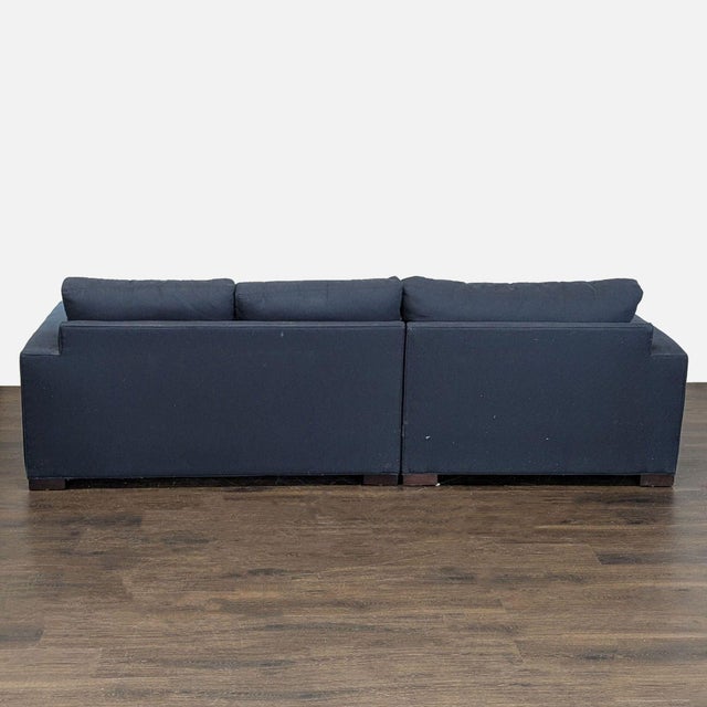 2010s Room and Board Dark Blue Sectional Sofa With Chaise For Sale - Image 5 of 8