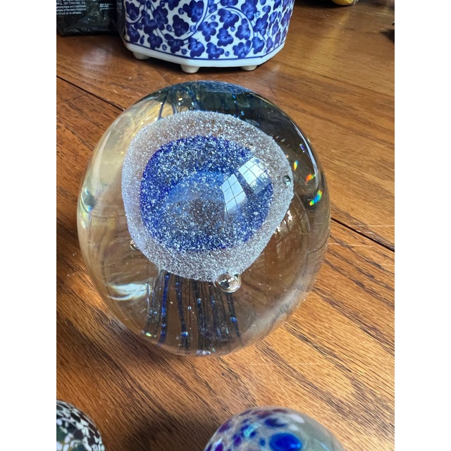 Trio of Blue Glass Vintage Paperweights For Sale In Atlanta - Image 6 of 10