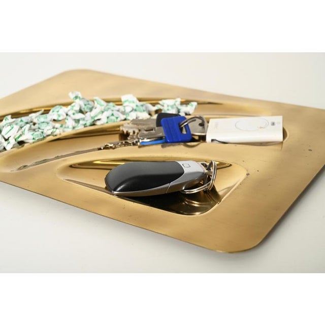 Gold Italian Sculptural Brass Catchall or Centerpiece Tray, 1970s For Sale - Image 8 of 12