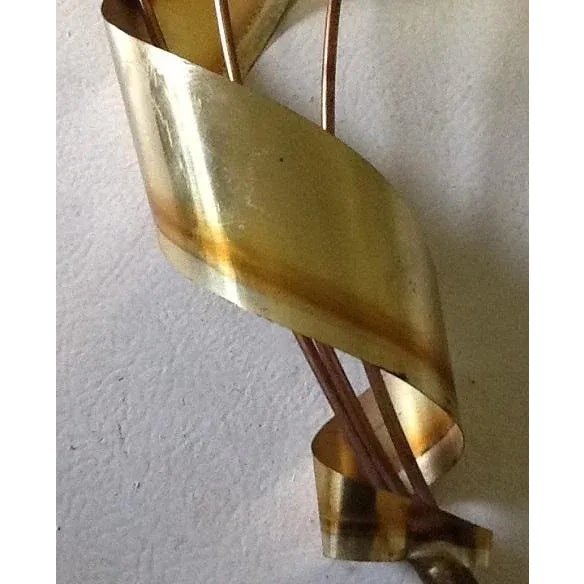 Mid 20th Century Pair of 70's Brass Wheat Grass Wall Hangings For Sale - Image 5 of 6