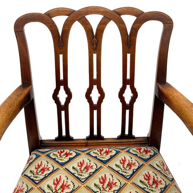 18th Century 18th Century English George III Mahogany Upholstered Seat Armchair For Sale - Image 5 of 10