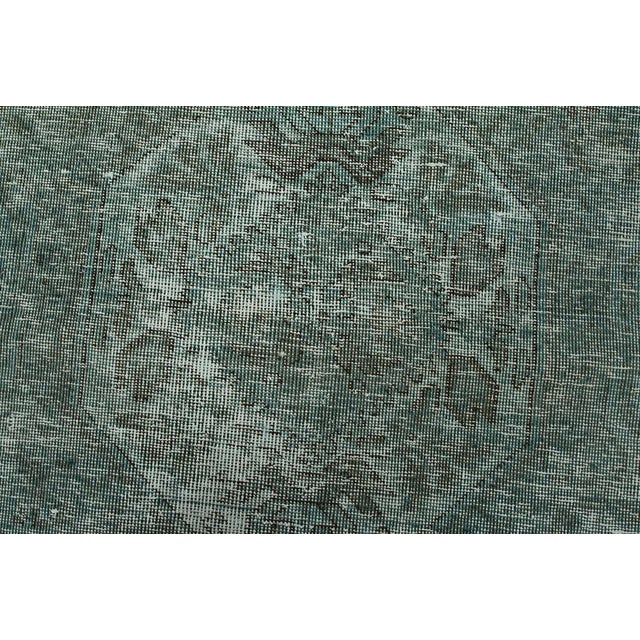 Textile Tabriz Runner 2’5” X 9’6” Blue Wool Vintage Overdyed Hand-Knotted Rug For Sale - Image 7 of 13